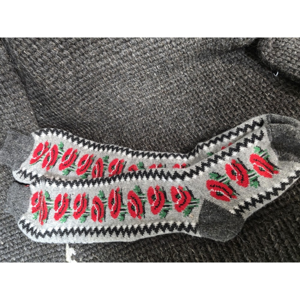 Handmade Goat Down Wool Socks Warm Winter Cozy Floral Fair Isle Knit